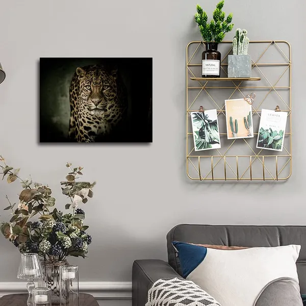 Multicolor_Leopard_Canvas_Wall_Art_Animal_Pictures_|_For_Living_Room_Cheetah_Picture_|_For_Bedroom_Wildlife_Pictures_|_For_Bathroom_Framed_Black_Wall_Decor_Office_Modern_Decoration_12X16_Inches,_1_Panel