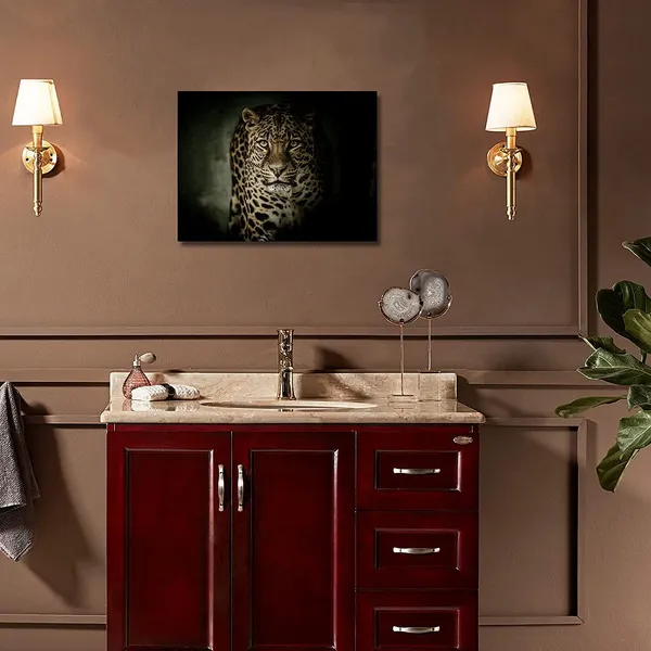 Multicolor_Leopard_Canvas_Wall_Art_Animal_Pictures_|_For_Living_Room_Cheetah_Picture_|_For_Bedroom_Wildlife_Pictures_|_For_Bathroom_Framed_Black_Wall_Decor_Office_Modern_Decoration_12X16_Inches,_1_Panel