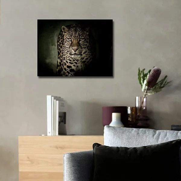 Multicolor_Leopard_Canvas_Wall_Art_Animal_Pictures_|_For_Living_Room_Cheetah_Picture_|_For_Bedroom_Wildlife_Pictures_|_For_Bathroom_Framed_Black_Wall_Decor_Office_Modern_Decoration_12X16_Inches,_1_Panel