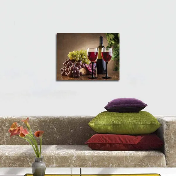 Multicolor_Grape_And_Wine_Canvas_Print_Wall_Art_Kitchen_Accessories_Wall_Decorations_|_For_Living_Room_12X16_In_1_Pcs_Stretched_And_Framed