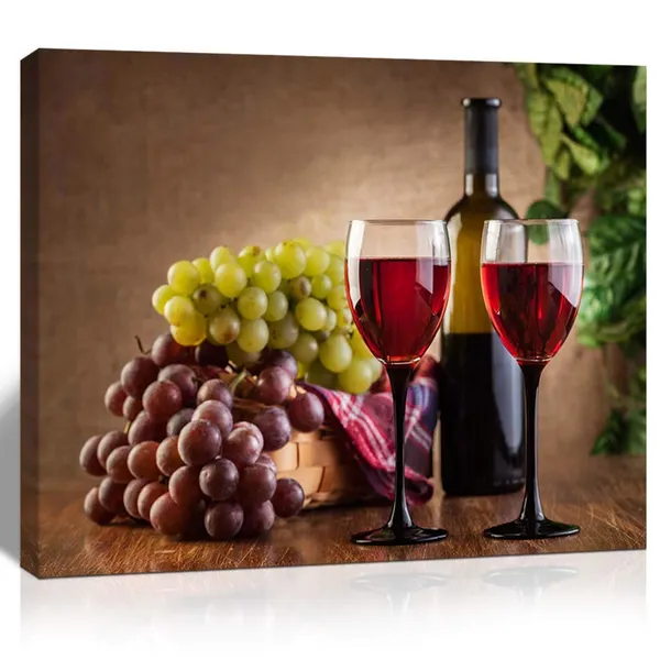 Multicolor_Grape_And_Wine_Canvas_Print_Wall_Art_Kitchen_Accessories_Wall_Decorations_|_For_Living_Room_12X16_In_1_Pcs_Stretched_And_Framed