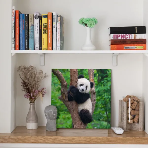 Multicolor_Black_And_White_Animal_Wall_Art_Cute_Panda_Poster_Picture_Canvas_Prints_Green_Painting_Walls_Decor_|_For_Bedroom_Bathroom_Nursery_Framed_Artwork_Home_Decoration_12"X12"_1_Piece