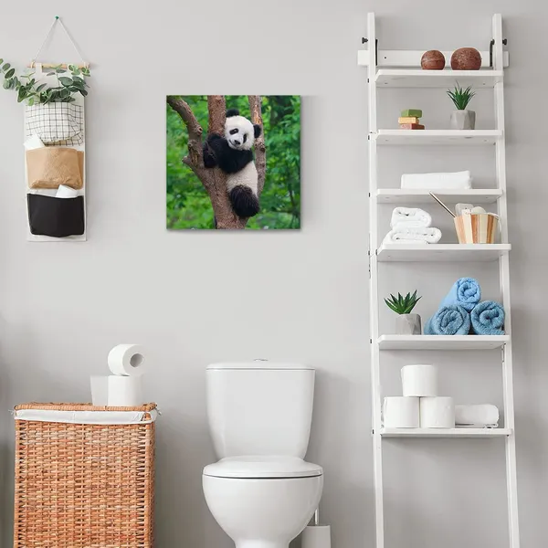 Multicolor_Black_And_White_Animal_Wall_Art_Cute_Panda_Poster_Picture_Canvas_Prints_Green_Painting_Walls_Decor_|_For_Bedroom_Bathroom_Nursery_Framed_Artwork_Home_Decoration_12"X12"_1_Piece