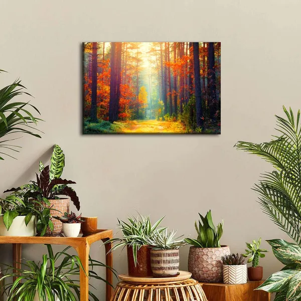 Multicolor_Fall_|_Forest_Canvas_Wall_Art_Autumn_Tree_Scenery_Wall_Decor_|_For_Living_Room_Bedroom_Nature_Landscape_Prints_Pictures_Sunshine_Orange_Maple_Leaves_Paintings_Artwork_Dining_Room_Home_Decorations_12X16