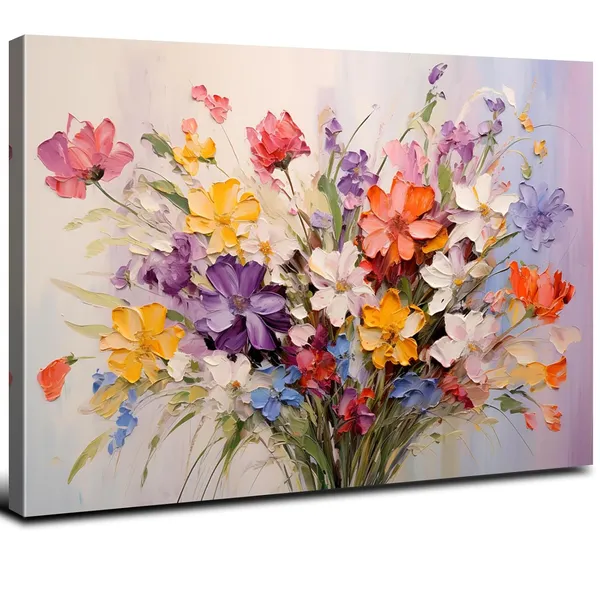 Multicolor_Colorful_Flower_Canvas_Wall_Art_Yellow_Orange_Purple_Wildflower_Painting_Prinrts_|_For_Teen_Girls_Room_Decor_Botanical_Picture_Floral_Poster_Modern_Framed_Artwork_Bathroom_Bedoom_Home_Decoration_12"X16"