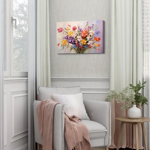 Multicolor_Colorful_Flower_Canvas_Wall_Art_Yellow_Orange_Purple_Wildflower_Painting_Prinrts_|_For_Teen_Girls_Room_Decor_Botanical_Picture_Floral_Poster_Modern_Framed_Artwork_Bathroom_Bedoom_Home_Decoration_12"X16"