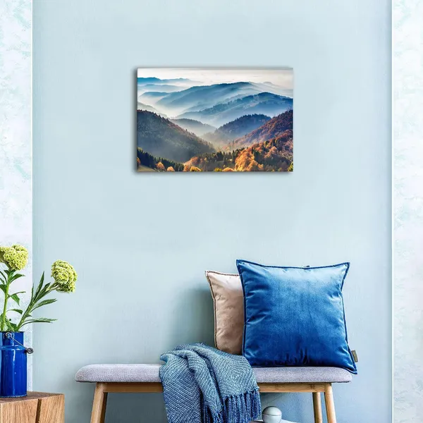 Multicolor_Foggy_Mountain_Wall_Art_Canvas_Misty_|_Forest_Picture_Wall_Decor_|_For_Living_Room_Nature_Landscape_Painting_Modern_Artwork_Framed_American_National_Park_Posters_Bedroom_Office_Home_Decorations_12X16