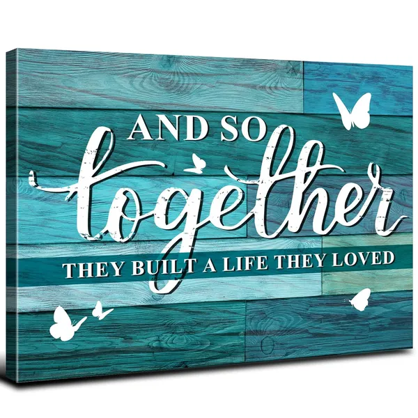 Multicolor_Teal_Together_Wall_Art_Rustic_Family_Signs_Picture_|_For_Kitchen_Living_Room_Inspirational_Love_Saying_Poster_Dining_Room_Decor_Canvas_Farmhouse_Textured_Painting_Artwork_Bedroom_Home_Decorations_12X16