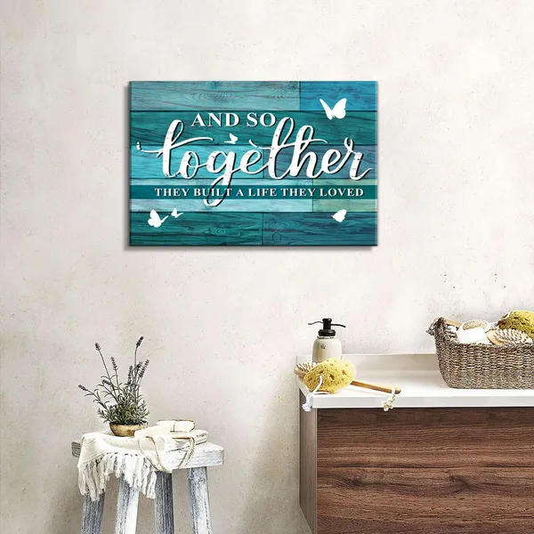 Multicolor_Teal_Together_Wall_Art_Rustic_Family_Signs_Picture_|_For_Kitchen_Living_Room_Inspirational_Love_Saying_Poster_Dining_Room_Decor_Canvas_Farmhouse_Textured_Painting_Artwork_Bedroom_Home_Decorations_12X16
