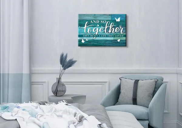 Multicolor_Teal_Together_Wall_Art_Rustic_Family_Signs_Picture_|_For_Kitchen_Living_Room_Inspirational_Love_Saying_Poster_Dining_Room_Decor_Canvas_Farmhouse_Textured_Painting_Artwork_Bedroom_Home_Decorations_12X16