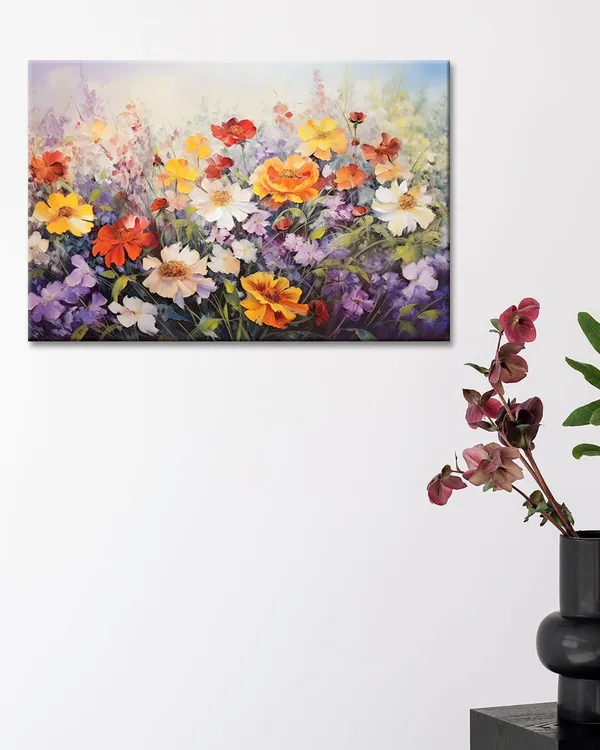 Multicolor_Flowers_Wall_Art_Colorful_Landscape_Lush_Wildflowers_Painting_Print_On_Canvas_Purple_Yellow_Floral_Daisy_Flower_Picture_|_For_Home_Bedroom_Office_Decor_(Lush_Flowers,_18"X12")