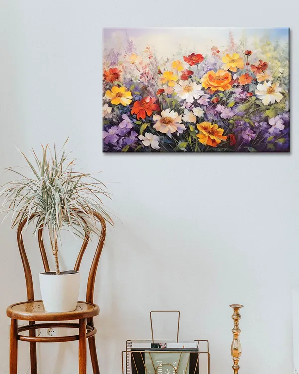 Multicolor_Flowers_Wall_Art_Colorful_Landscape_Lush_Wildflowers_Painting_Print_On_Canvas_Purple_Yellow_Floral_Daisy_Flower_Picture_|_For_Home_Bedroom_Office_Decor_(Lush_Flowers,_18"X12")