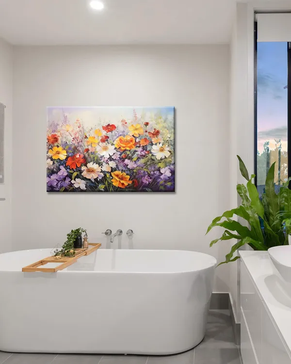 Multicolor_Flowers_Wall_Art_Colorful_Landscape_Lush_Wildflowers_Painting_Print_On_Canvas_Purple_Yellow_Floral_Daisy_Flower_Picture_|_For_Home_Bedroom_Office_Decor_(Lush_Flowers,_18"X12")