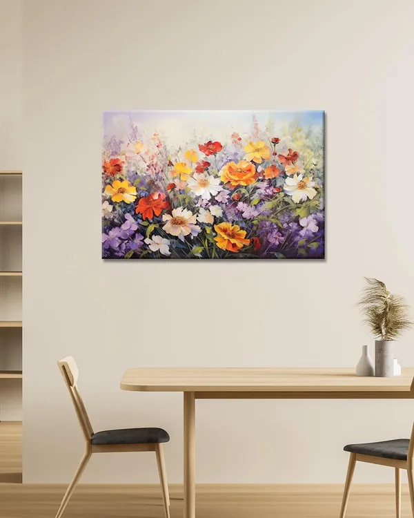 Multicolor_Flowers_Wall_Art_Colorful_Landscape_Lush_Wildflowers_Painting_Print_On_Canvas_Purple_Yellow_Floral_Daisy_Flower_Picture_|_For_Home_Bedroom_Office_Decor_(Lush_Flowers,_18"X12")