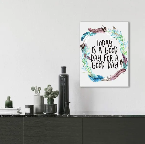 Multicolor_Inspirational_Today_Is_A_Good_Day_Quotes_Theme_Canvas_Wall_Art_|_For_Office_Studios_School_Dorm_Wall_Decor,_Inspirational_Motivational_Living_Room_Bedroom_Office_Home_Decor_(White)