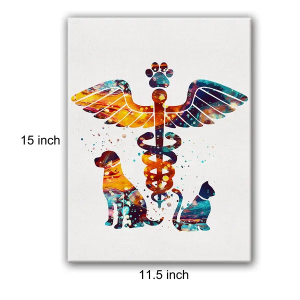 Multicolor_Veterinary_Caduceus_Watercolor_Poster_Canvas_Wall_Art_|_For_Homevet_Clinicanimal_Hospital_Decor_Dog_Cat_Clinic_Canvas_Print_Wall_Art_Painting_Ready_To_Hang_Musician_Gifts_Easel_&_Hanging_Hook