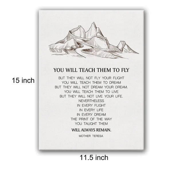Multicolor_Mother_Teresa_Quote_With_Mountain_Framed_Canvas_Wall_Art,_You_Will_Teach_Them_How_To_Fly,_St._Teresa_Of_Calcutta_Quote,_Catholic_Home_Dcor,_11.5"_X_15"
