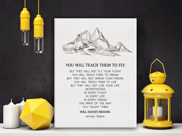 Multicolor_Mother_Teresa_Quote_With_Mountain_Framed_Canvas_Wall_Art,_You_Will_Teach_Them_How_To_Fly,_St._Teresa_Of_Calcutta_Quote,_Catholic_Home_Dcor,_11.5"_X_15"