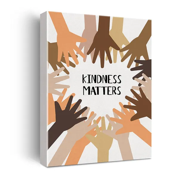 Multicolor_Kindness_Matters_Diversity_Classroom_Framed_Canvas_Wall_Art,_Positive_Classroom_Decor,_Inclusion,_Equality,_Classroom_Inclusion,_11.5"_X_15"