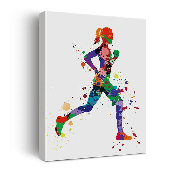 Multicolor_Female_Runner_Watercolor_Poster_Canvas_Wall_Art_|_For_Home/Bedroom/Girls_Room_Decor_-_Sprinting_Girl_Art_Canvas_Print_Wall_Art_Painting_Ready_To_Hang_Runners_Sports_Lovers_Gifts_-_Easel_&_Hanging_Hook_12_X_16_Inch