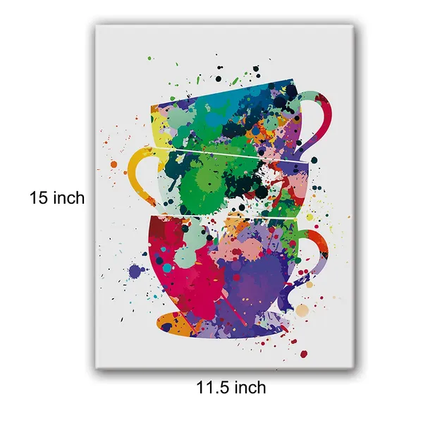 Multicolor_Coffee_Cups_Watercolor_Poster_Canvas_Wall_Art_|_For_Home/Office/Kitchen_Decor_-_Tea_Cups_Canvas_Print_Wall_Art_Painting_Ready_To_Hang_Gifts_-_Easel_&_Hanging_Hook_12_X_16_Inch