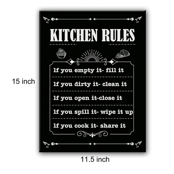 Multicolor_Black_Design_Kitchen_Rules_Canvas_Wall_Art,_Kitche_Wall_Art_Signs,_Ready_To_Hang_Wall_Decoration_Print_Poster_|_For_Kitchen,_Framed_11.5"_X_15"