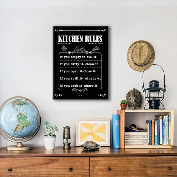 Multicolor_Black_Design_Kitchen_Rules_Canvas_Wall_Art,_Kitche_Wall_Art_Signs,_Ready_To_Hang_Wall_Decoration_Print_Poster_|_For_Kitchen,_Framed_11.5"_X_15"