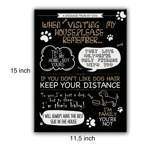 Multicolor_Funny_Dog_Home_Rules_Canvas_Wall_Art,_Message_From_Dog_Funny_Art_Print_When_Visiting_My_House_Rules_Sign,_Ready_To_Hang!Framed_11.5"_X_15"