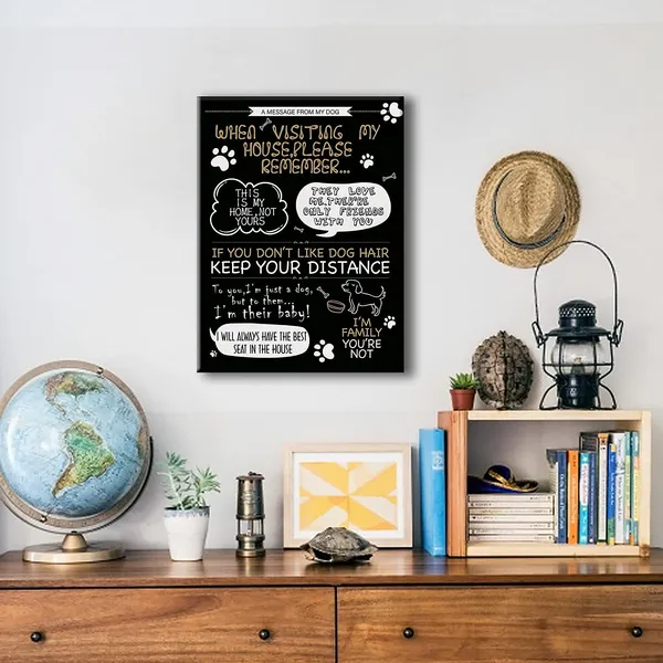 Multicolor_Funny_Dog_Home_Rules_Canvas_Wall_Art,_Message_From_Dog_Funny_Art_Print_When_Visiting_My_House_Rules_Sign,_Ready_To_Hang!Framed_11.5"_X_15"