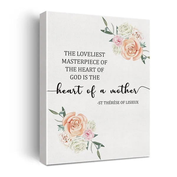 Multicolor_St._Therese_Of_Lisieux_Quote_Framed_Canvas_Wall_Art,_The_Heart_Of_A_Mother,_Loveliest_Masterpiece,_Saint_Quote,_Catholic_Quote,11.5"_X_15"