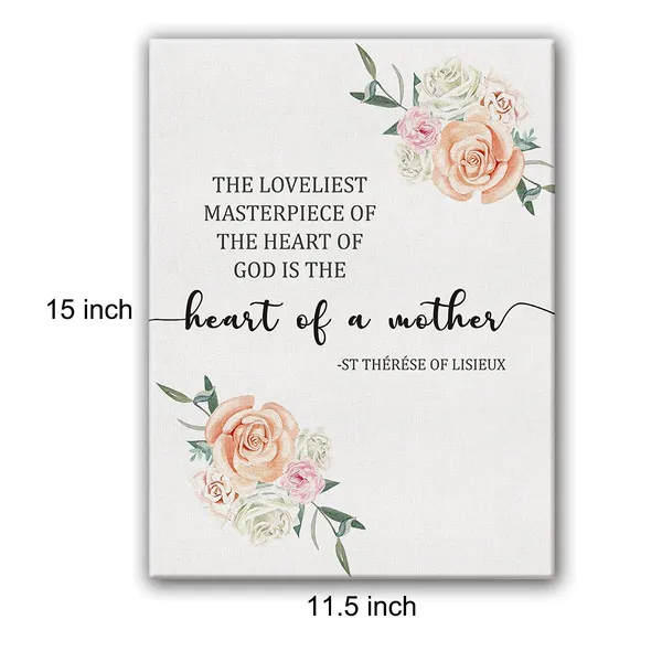 Multicolor_St._Therese_Of_Lisieux_Quote_Framed_Canvas_Wall_Art,_The_Heart_Of_A_Mother,_Loveliest_Masterpiece,_Saint_Quote,_Catholic_Quote,11.5"_X_15"