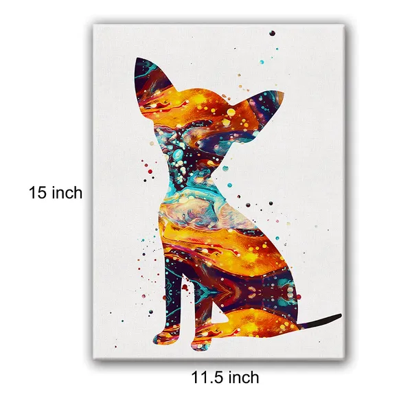 Multicolor_Chihuahua_Dog_Watercolor_Poster_Canvas_Wall_Art_|_For_Home_Decor_-_Chihuahua_Canvas_Print_Wall_Artwork_Painting_Ready_To_Hang_Dog_Lovers_Gifts_-_Easel_&_Hanging_Hook_12_X_16_Inch