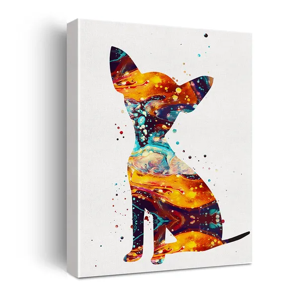 Multicolor_Chihuahua_Dog_Watercolor_Poster_Canvas_Wall_Art_|_For_Home_Decor_-_Chihuahua_Canvas_Print_Wall_Artwork_Painting_Ready_To_Hang_Dog_Lovers_Gifts_-_Easel_&_Hanging_Hook_12_X_16_Inch