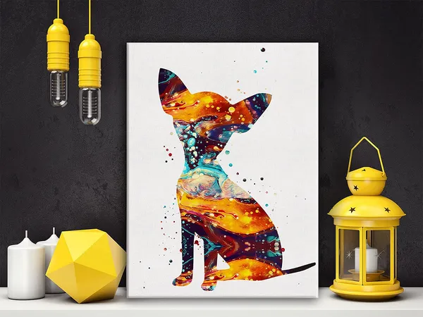 Multicolor_Chihuahua_Dog_Watercolor_Poster_Canvas_Wall_Art_|_For_Home_Decor_-_Chihuahua_Canvas_Print_Wall_Artwork_Painting_Ready_To_Hang_Dog_Lovers_Gifts_-_Easel_&_Hanging_Hook_12_X_16_Inch