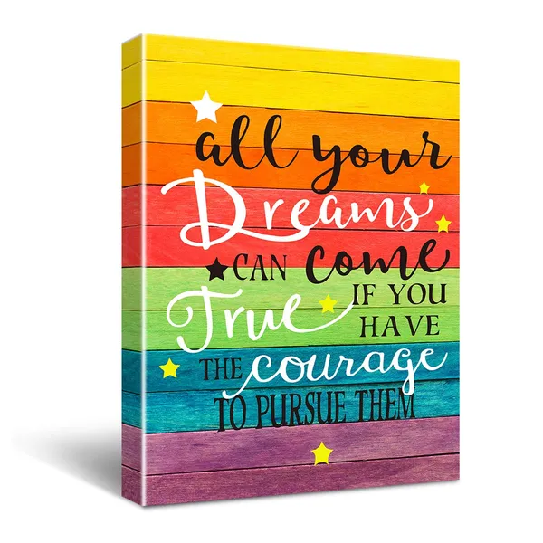 Multicolor_All_Your_Dreams_Can_Come_True_Inspirational_Quote_Canvas_Wall_Art,_Inspirational_Gifts_Canvas_Wall_Art_Quotes_|_For_Kids_Girl_Sister_Mom_Women,_Nursery_Decoration_Bedroom_Office_Teen_Boy_Girl_Room