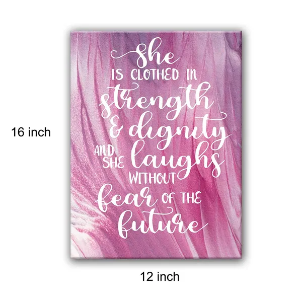 Multicolor_She_Is_Clothed_In_Strength_&_Dignity_And_Laughs_Without_Fear_Of_The_Future_Inspirational_Quote_Canvas_Wall_Art,_Inspirational_Gifts_Canvas_Wall_Art_Quotes_|_For_Kids_Girl_Sister_Mom_Women,_Nursery_Decoration_Bedroom_Office_Teen_Girl_Room_Decor,_Proverbs_31:25_Size_12X16