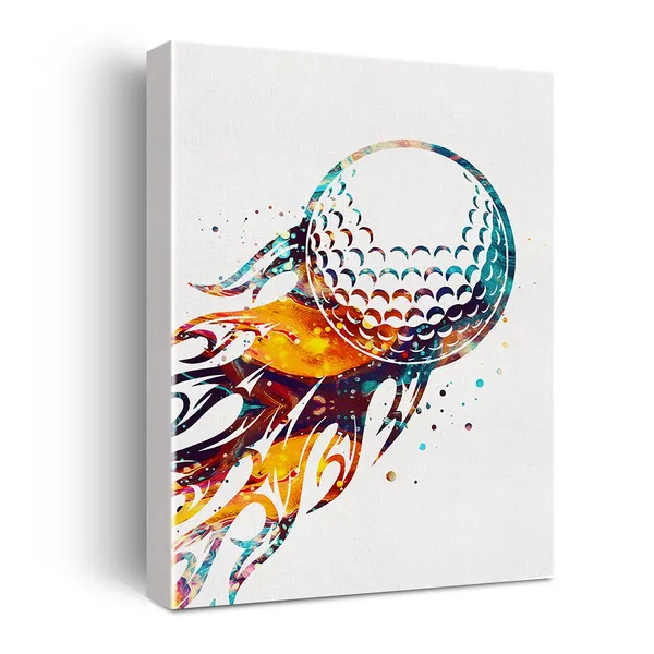Multicolor_Golf_Ball_Watercolor_Poster_Canvas_Wall_Art_|_For_Home_Office_-_Golf_Sports_Canvas_Print_Wall_Art_Painting_Ready_To_Hang_Golfer_Sports_Lovers_Gifts_-_Easel_&_Hanging_Hook_12_X_16_Inch