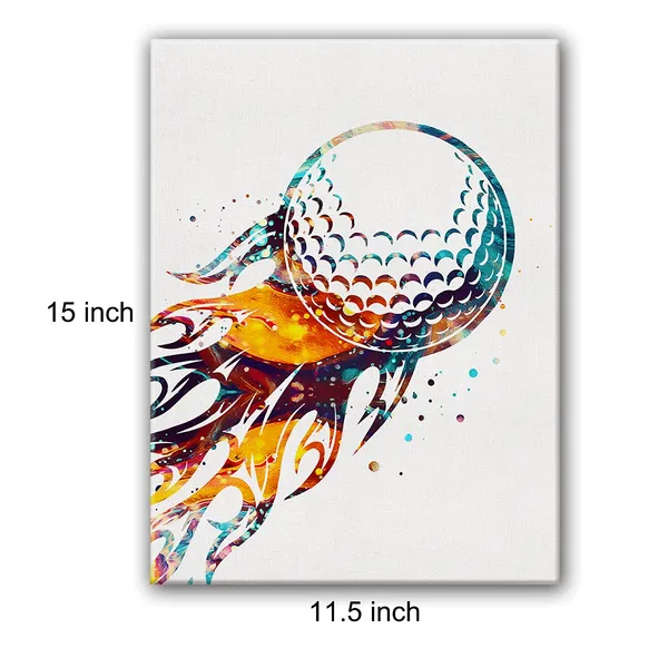 Multicolor_Golf_Ball_Watercolor_Poster_Canvas_Wall_Art_|_For_Home_Office_-_Golf_Sports_Canvas_Print_Wall_Art_Painting_Ready_To_Hang_Golfer_Sports_Lovers_Gifts_-_Easel_&_Hanging_Hook_12_X_16_Inch