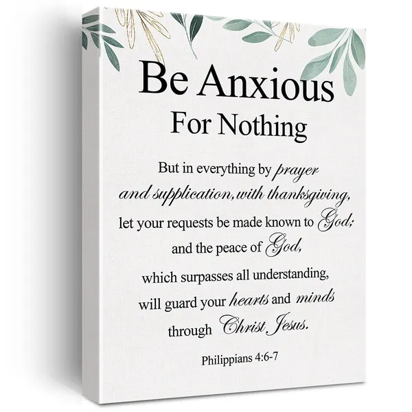 Multicolor_Christian_Canvas_Wall_Art_Philippians_4:6-7_Be_Anxious_|_For_Nothing_Canvas_Print_Positive_Scripture_Canvas_Painting_Home_Wall_Decor_Framed_Gift_12_X_16_Inch