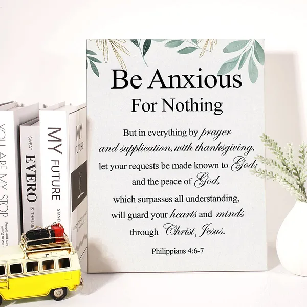 Multicolor_Christian_Canvas_Wall_Art_Philippians_4:6-7_Be_Anxious_|_For_Nothing_Canvas_Print_Positive_Scripture_Canvas_Painting_Home_Wall_Decor_Framed_Gift_12_X_16_Inch