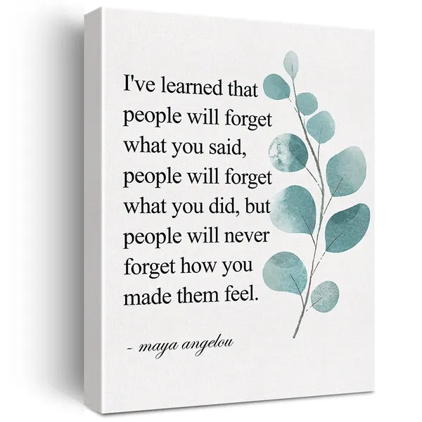Multicolor_Inspirational_Canvas_Wall_Art_Motivational_I'Ve_Learned_That_People_Will_Never_|_Forget_How_You_Made_Them_Feel_Maya_Angelou_Quote_Canvas_Print_Positive_Painting_Wall_Decor_Framed_Gift_12_X_16_Inch
