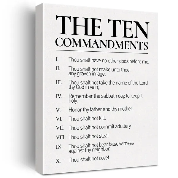 Multicolor_Christian_Canvas_Wall_Art_10_Commandments_Canvas_Print_Positive_Scripture_Canvas_Painting_Home_Bedroom_Wall_Decor_Framed_Gift_12_X_16_Inch