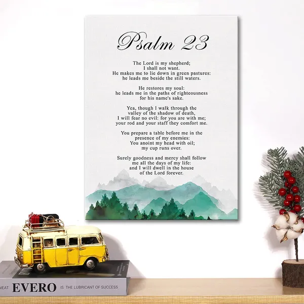 Multicolor_Christian_Canvas_Wall_Art_Psalm_23_The_Lord_Is_My_Shepherd_Canvas_Print_Positive_Scripture_Canvas_Painting_Home_Bedroom_Wall_Decor_Framed_Baptism_Gift_12_X_16_Inch