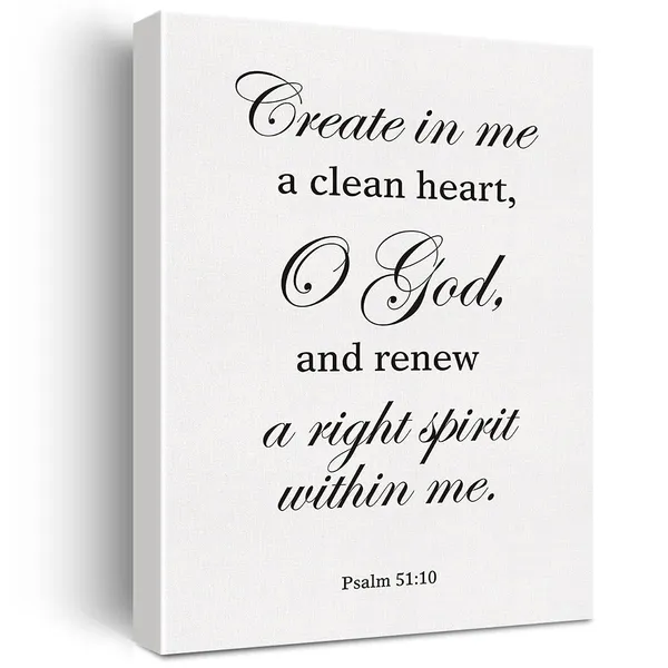 Multicolor_Christian_Canvas_Wall_Art_Create_In_Me_A_Clean_Heart_Psalm_51:10_Canvas_Print_Bible_Verse_Scripture_Canvas_Painting_Home_Wall_Decor_Framed_Gift_12_X_16_Inch