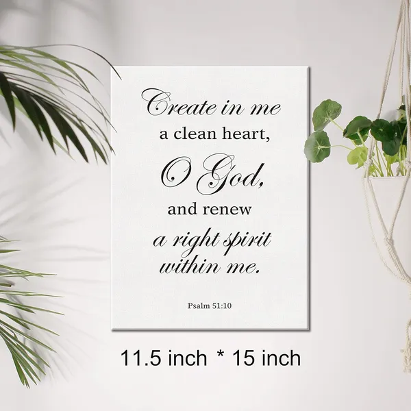 Multicolor_Christian_Canvas_Wall_Art_Create_In_Me_A_Clean_Heart_Psalm_51:10_Canvas_Print_Bible_Verse_Scripture_Canvas_Painting_Home_Wall_Decor_Framed_Gift_12_X_16_Inch