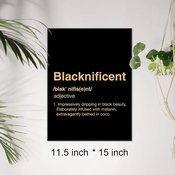 Multicolor_Black_Woman_Canvas_Wall_Art_Motivational_Blacknificent_Woman_Positive_Quotes_Gold_Foil_Art_Print_Framed_Canvas_Painting_Artwork_Home_Decor_Gifts_12_X_16_Inch