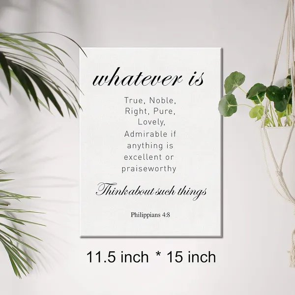 Multicolor_Christian_Canvas_Wall_Art_Philippians_4:8_Whatever_Is_True_Noble_Right_Pure_Lovely_Admirable_Canvas_Print_Positive_Scripture_Canvas_Painting_Home_Wall_Decor_Framed_Gift_12_X_16_Inch