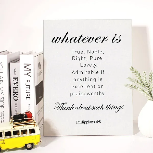 Multicolor_Christian_Canvas_Wall_Art_Philippians_4:8_Whatever_Is_True_Noble_Right_Pure_Lovely_Admirable_Canvas_Print_Positive_Scripture_Canvas_Painting_Home_Wall_Decor_Framed_Gift_12_X_16_Inch