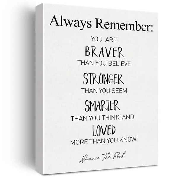 Multicolor_Canvas_Wall_Art_Inspirational_Motivational_You_Are_Braver_Than_You_Believe_Quote_Canvas_Print_Positive_Nursery_Canvas_Painting_Office_Playroom_Home_Wall_Decor_Framed_Gift_12_X_16_Inch