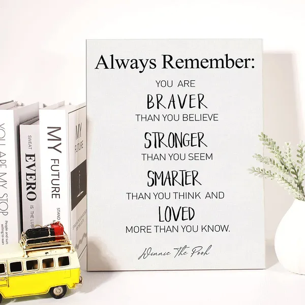 Multicolor_Canvas_Wall_Art_Inspirational_Motivational_You_Are_Braver_Than_You_Believe_Quote_Canvas_Print_Positive_Nursery_Canvas_Painting_Office_Playroom_Home_Wall_Decor_Framed_Gift_12_X_16_Inch